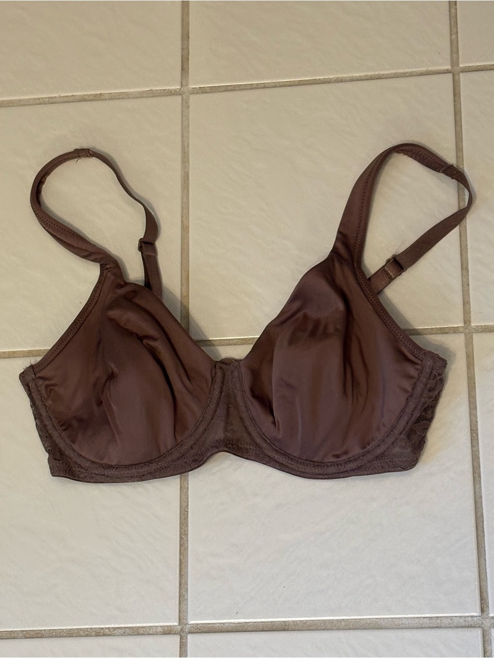 Ellen Tracy Brown Lace Underwire Bra 34C